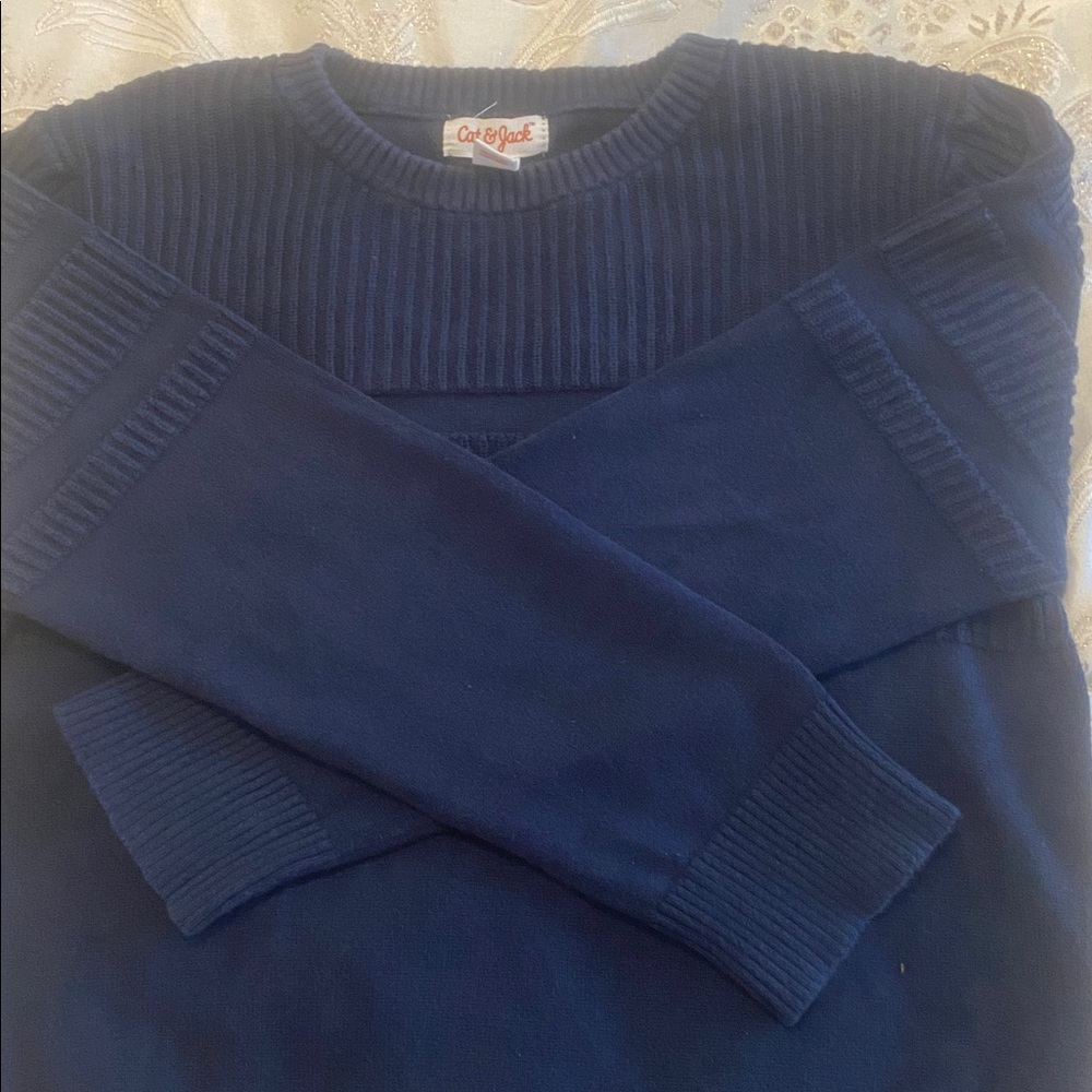 Cat & Jack Deep Blue Ribbed Sweater - Picture 3 of 3